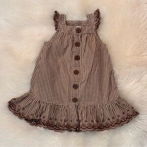 Baby Girls, size 18-24 m Brown & white Gingham Button-Front Ruffle Dress by H&M